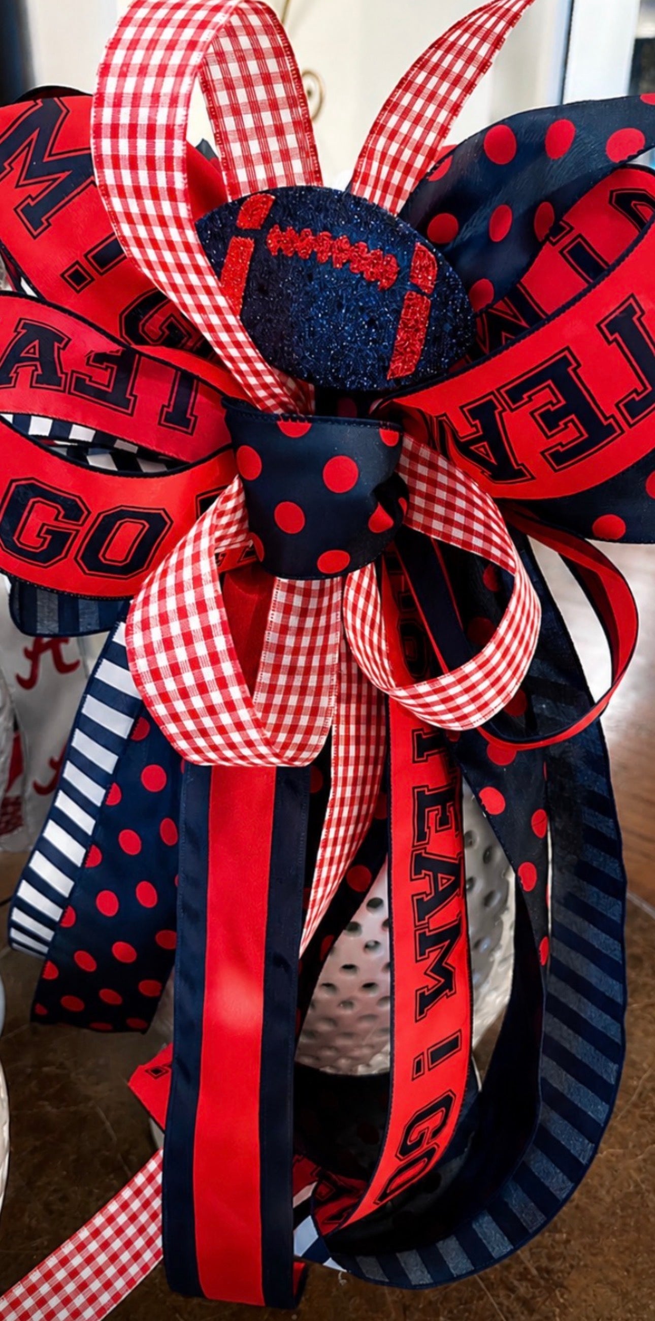 Red & Navy Game Day Designer Bow