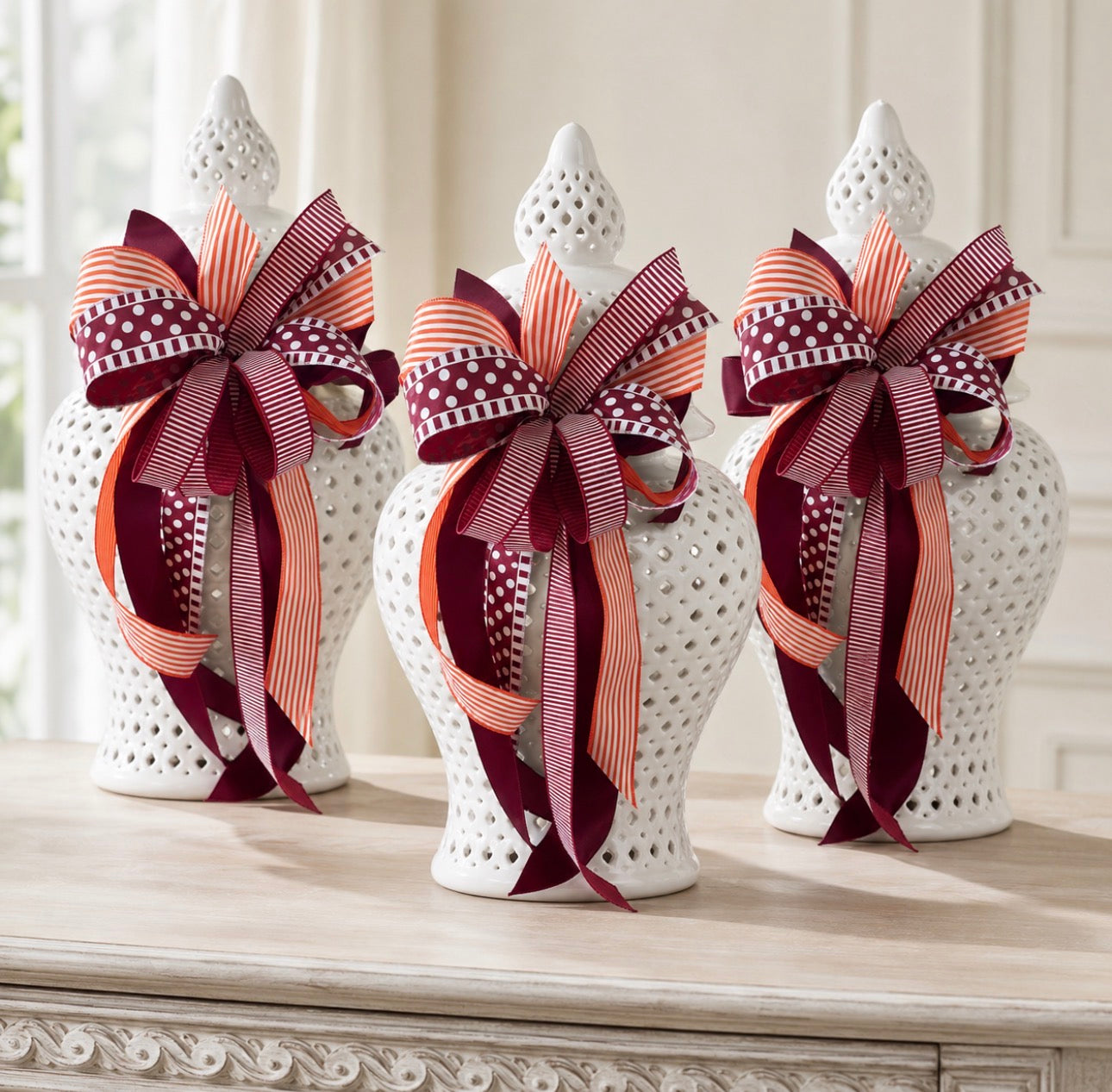 Maroon & Orange Game Day Bow