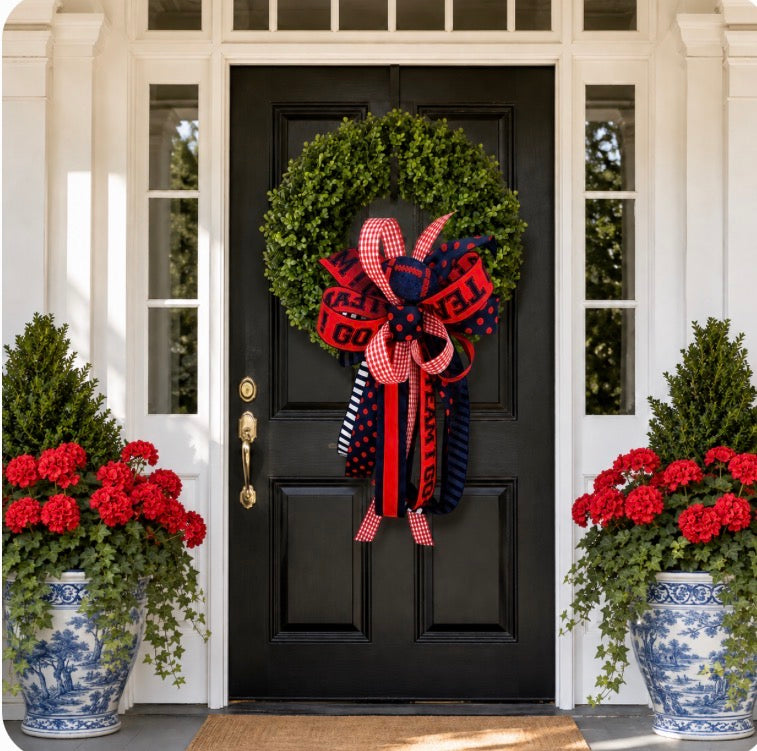 Red & Navy Game Day Designer Bow