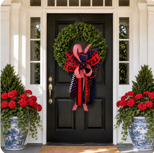 Red & Navy Game Day Designer Bow