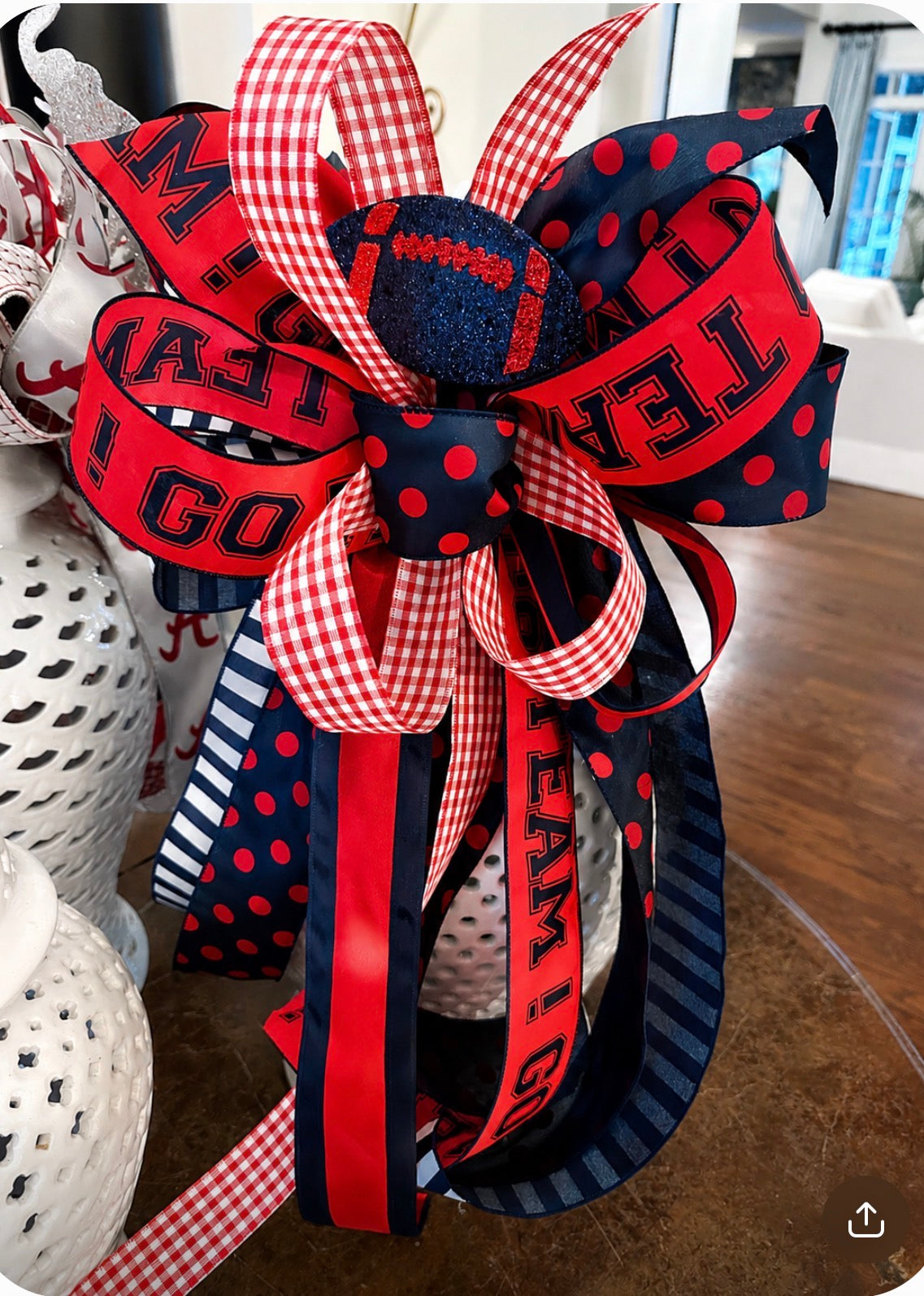 Red & Navy Game Day Designer Bow