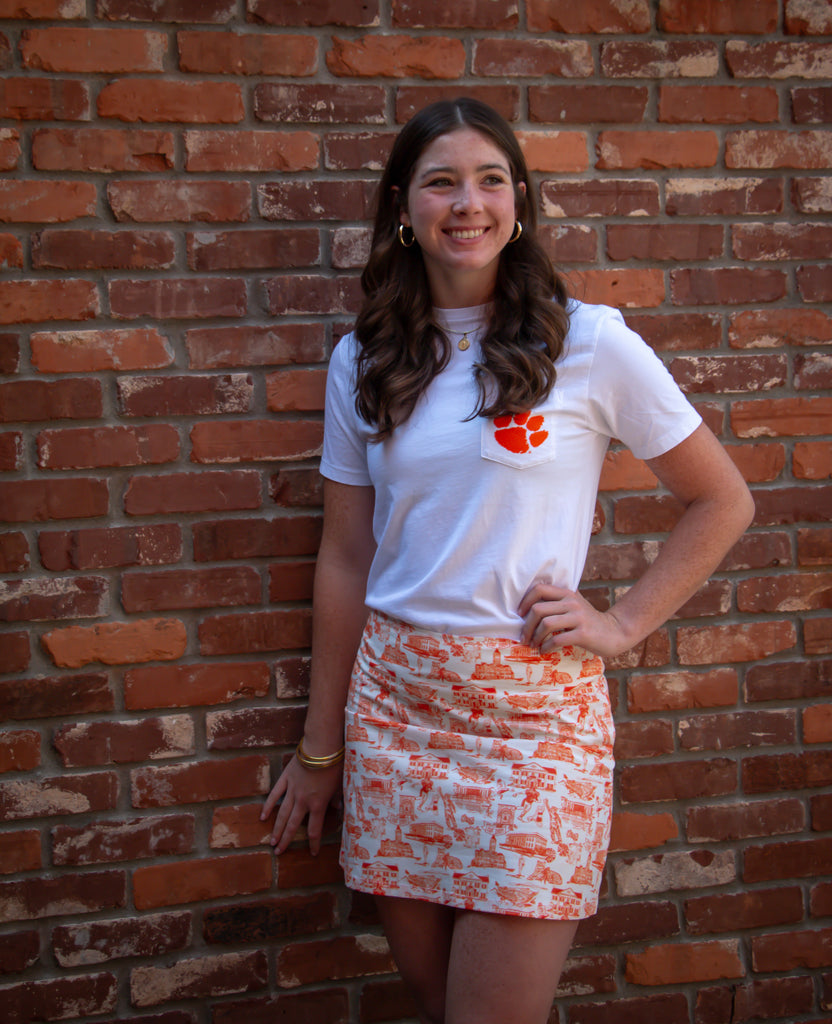 Langley Skirt - Orange and White Clemson Toile