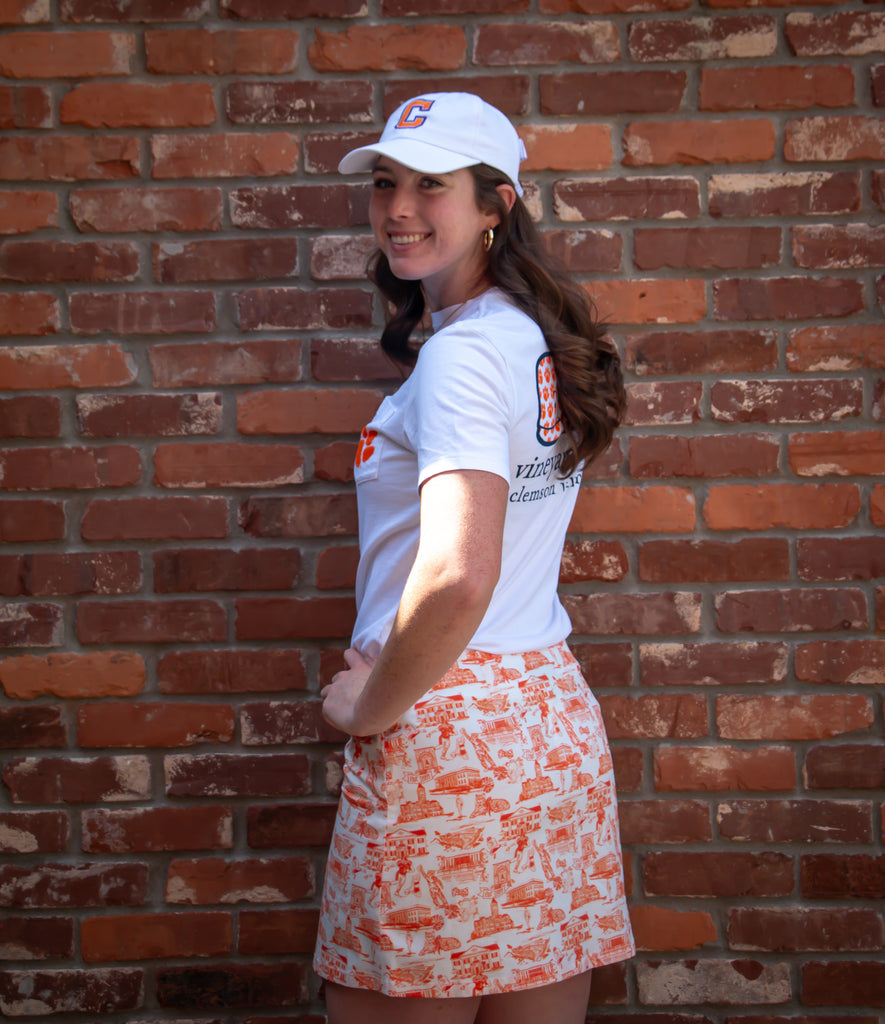 Langley Skirt - Orange and White Clemson Toile