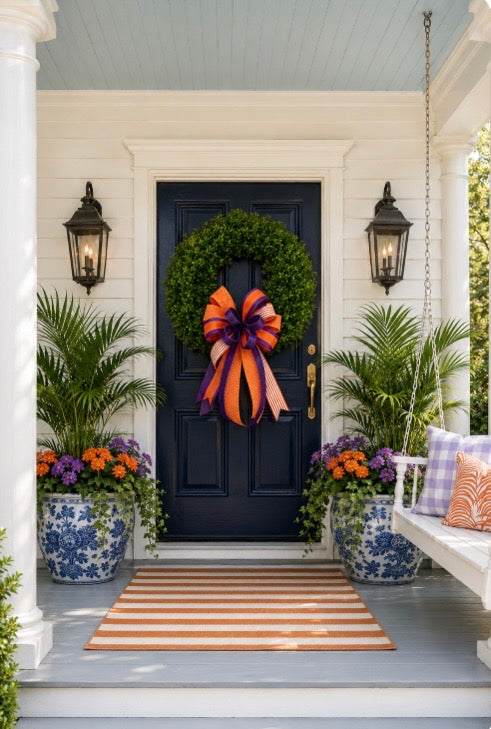 Orange & Purple Game Day Bow