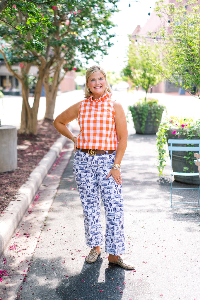 Rutledge Kick-Flare Pant Auburn Navy & White