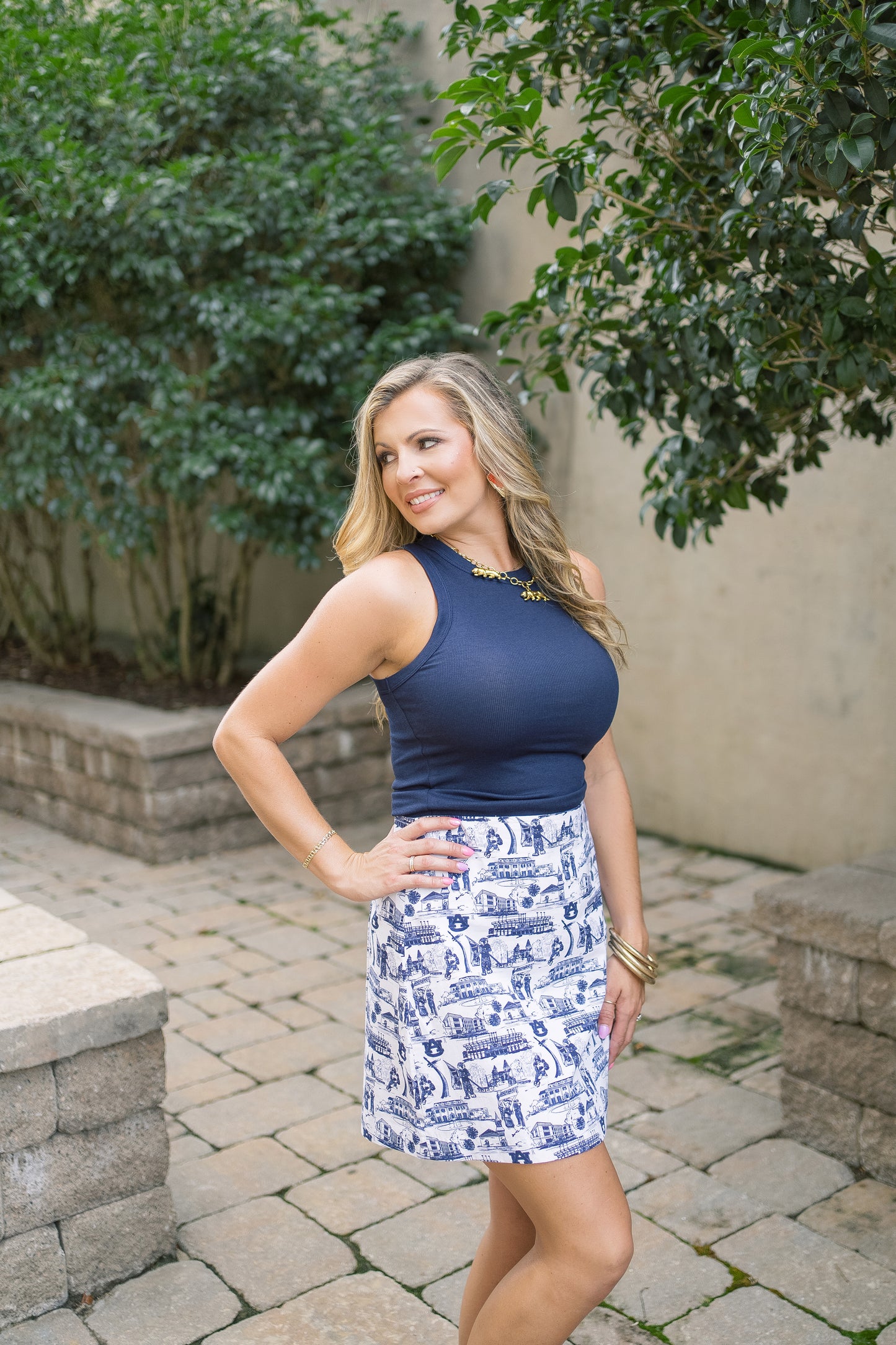 Langley Skirt Auburn Navy & White