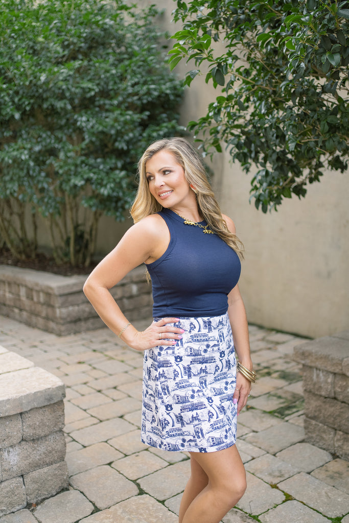 Langley Skirt Auburn Navy & White