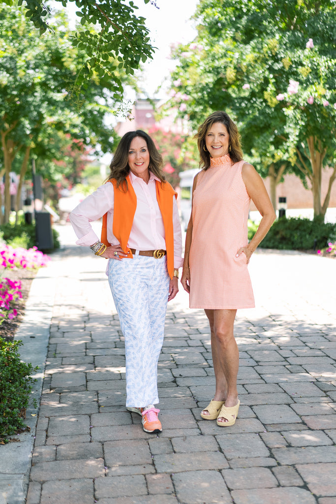 Caroline Dress Orange & White Gingham