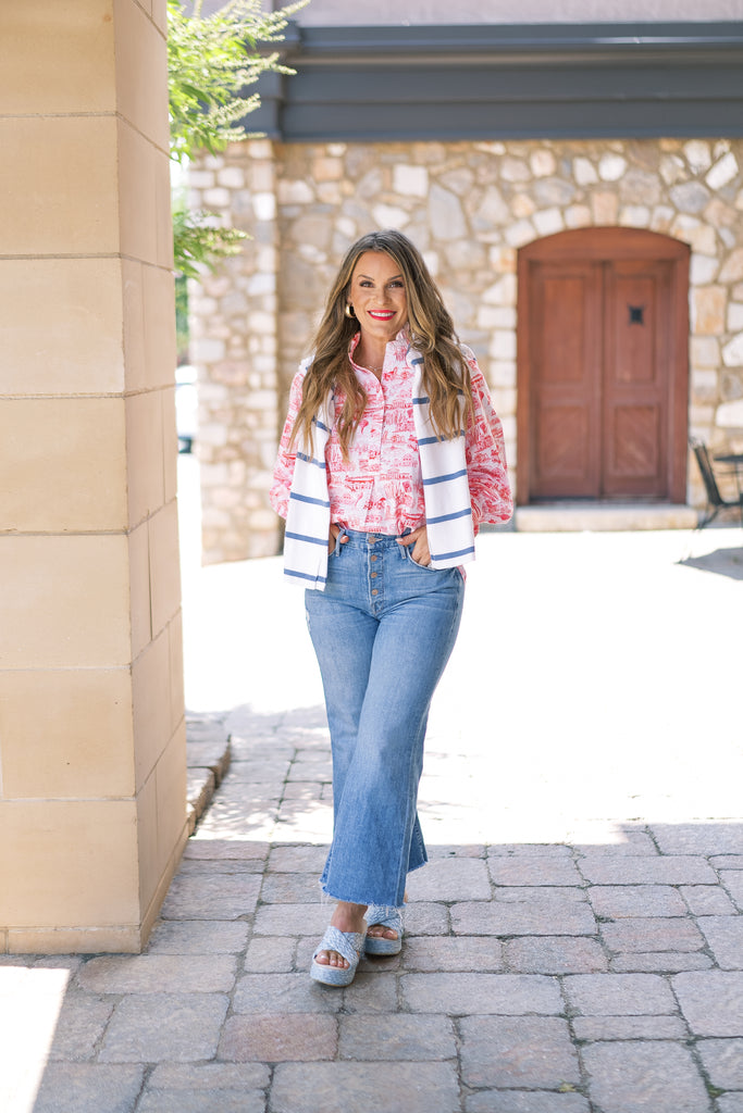 LeGare Popover Top  Ole Miss Red & White