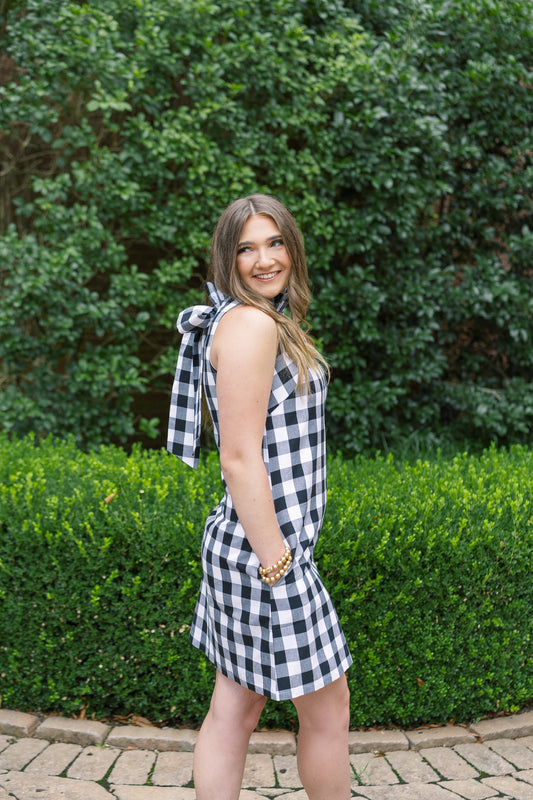 Caroline Dress Black & White Gingham