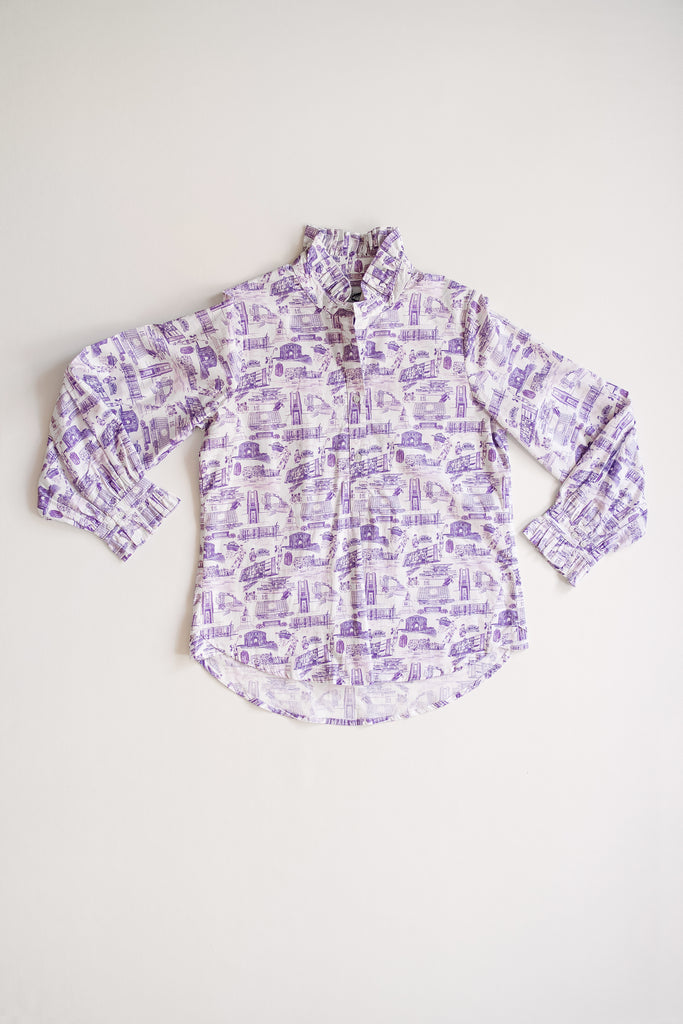 LeGare Popover Top  Clemson Toile  Purple & White