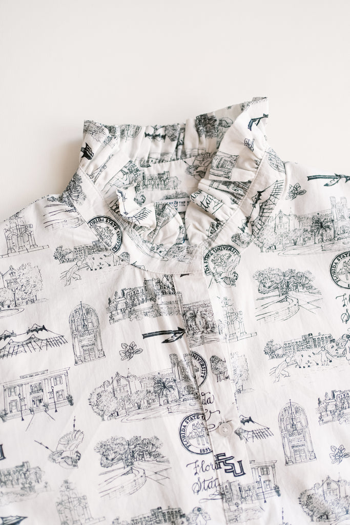 LeGare Popover Top  Florida State Toile  Black & White