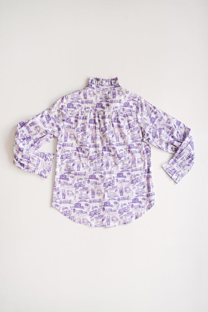 LeGare Popover Top  Clemson Toile  Purple & White