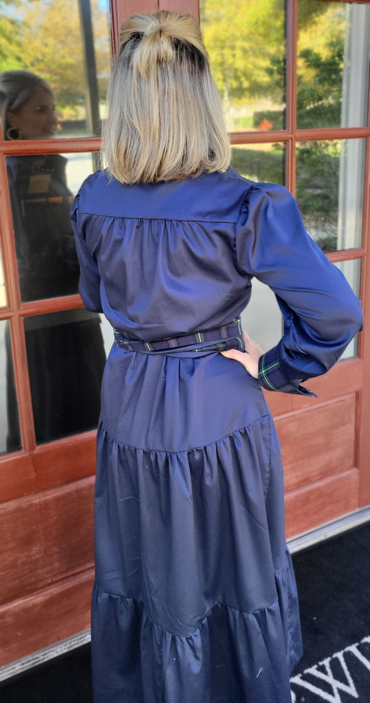 Ashton Shirtdress - Navy and Lisbon Tartan Plaid